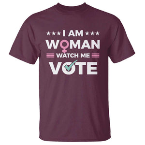 I Am Woman Watch Me Vote T Shirt Feminist Women's Rights Gender symbol TS11 Maroon Print Your Wear