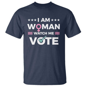 I Am Woman Watch Me Vote T Shirt Feminist Women's Rights Gender symbol TS11 Navy Print Your Wear