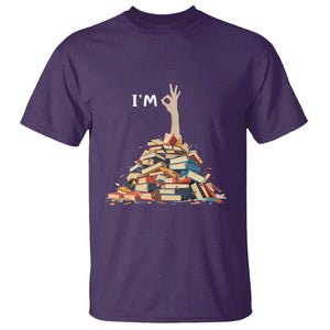 Funny Book Lover T Shirt I'm Okay Reading Books Teacher School TS11 Purple Print Your Wear