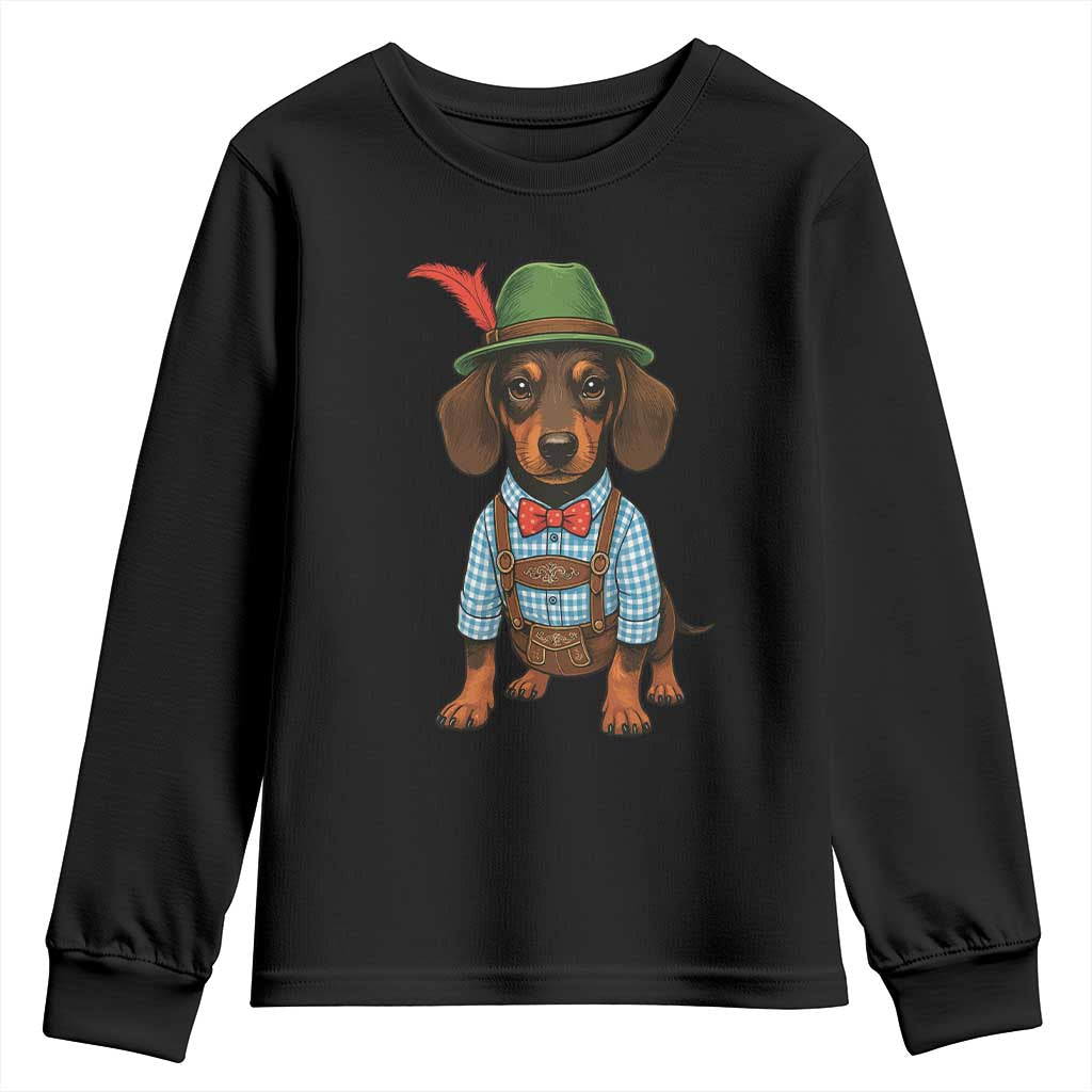 Oktoberfest Dachshund Cute Wiener Dog German Festival Youth Sweatshirt TS11 Black Print Your Wear