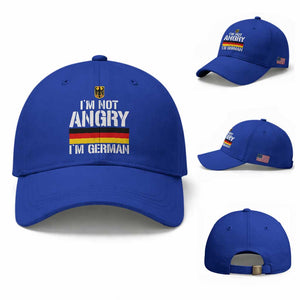Funny I Am Not Angry I Am German Baseball Cap Germany Flag German American TS11 Baseball Cap Universal Fit Royal Blue Print Your Wear