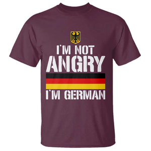 Funny I Am Not Angry I Am German T Shirt Germany Flag German American TS11 Maroon Print Your Wear