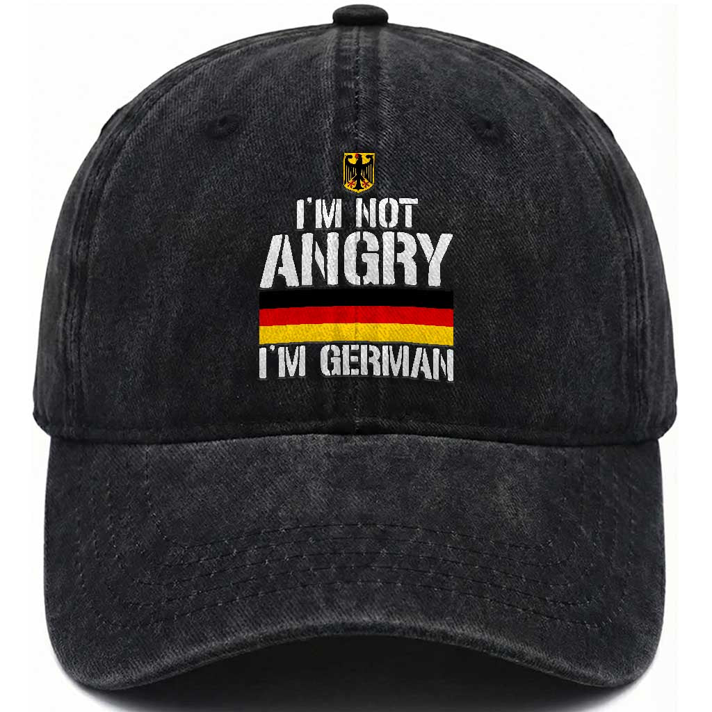 Funny I Am Not Angry I Am German Washed Cotton Baseball Cap Germany Flag German American TS11 Print Your Wear