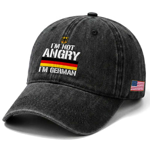 Funny I Am Not Angry I Am German Washed Cotton Baseball Cap Germany Flag German American TS11 Print Your Wear