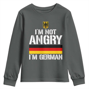 Funny I Am Not Angry I Am German Youth Sweatshirt Germany Flag German American TS11 Dark Heather Print Your Wear
