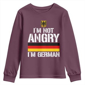 Funny I Am Not Angry I Am German Youth Sweatshirt Germany Flag German American TS11 Maroon Print Your Wear