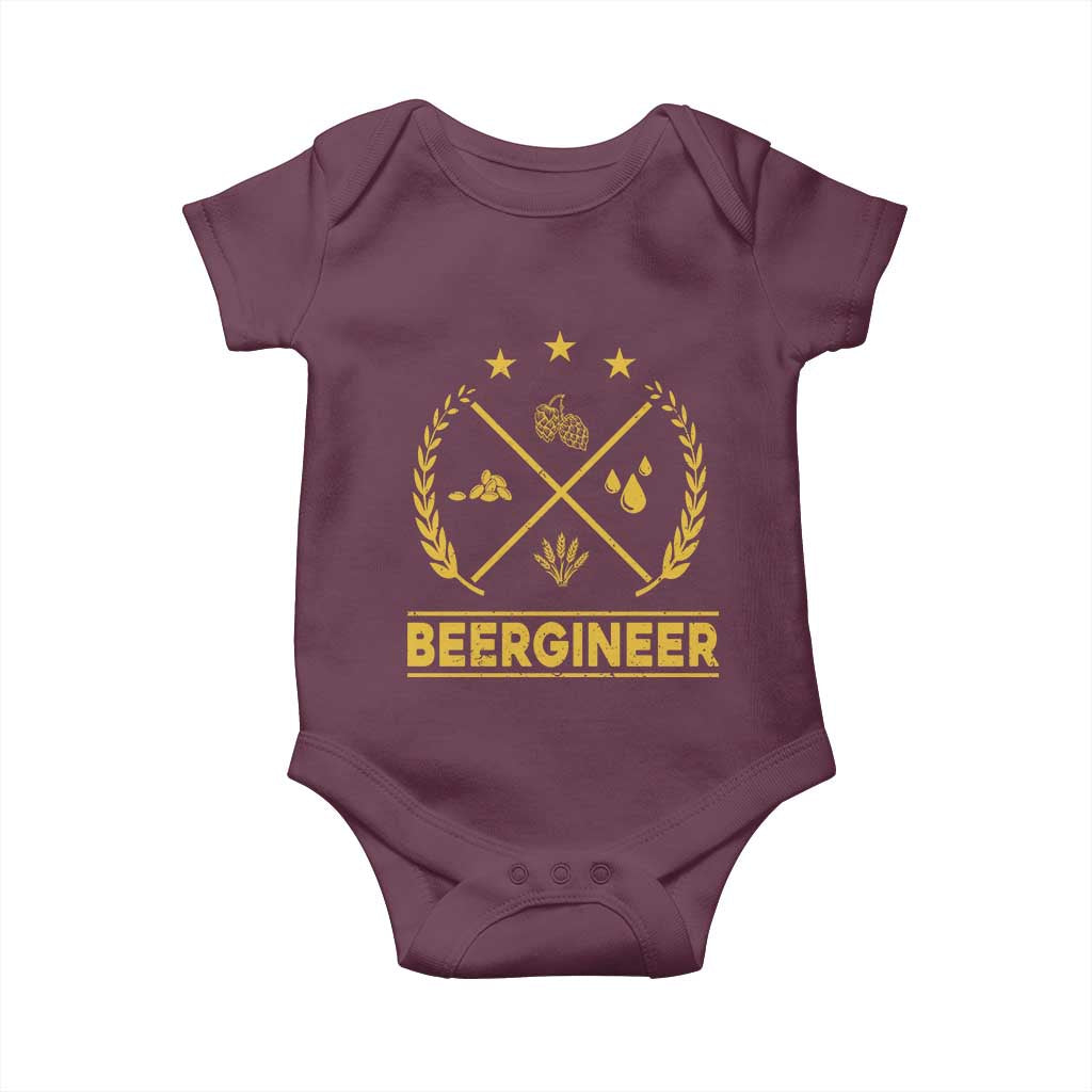 Funny Beergineer Baby Onesie Homebrew Craft Beer Drinking Lover TS11 Maroon Print Your Wear