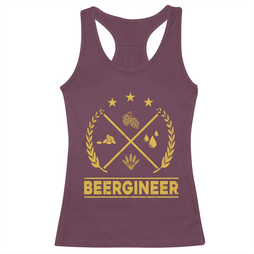 Funny Beergineer Racerback Tank Top Homebrew Craft Beer Drinking Lover TS11 Maroon Print Your Wear