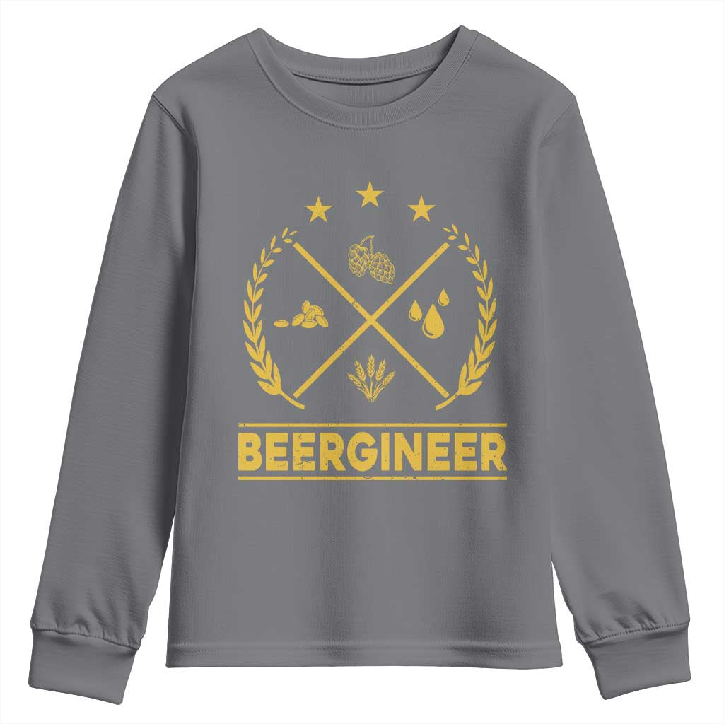 Funny Beergineer Youth Sweatshirt Homebrew Craft Beer Drinking Lover TS11 Charcoal Print Your Wear