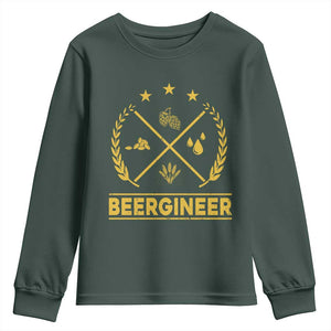 Funny Beergineer Youth Sweatshirt Homebrew Craft Beer Drinking Lover TS11 Dark Forest Green Print Your Wear