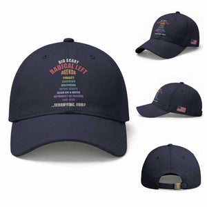 Big Scary Radical Left Agenda Baseball Cap Funny Social Justice Activist TS11 Baseball Cap Universal Fit Navy Print Your Wear
