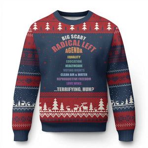 Big Scary Radical Left Agenda Ugly Christmas Sweater Funny Social Justice Activist TS11 Navy Red Print Your Wear