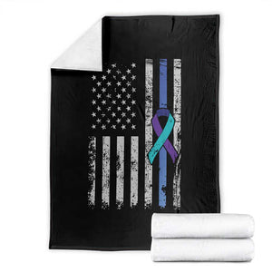 Police Suicide Prevention Awareness American Flag Ribbon Support Throw Blanket TS11 Black Print Your Wear