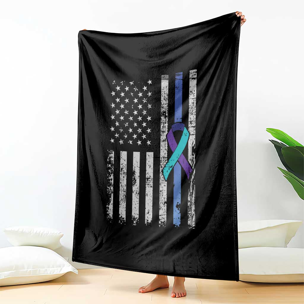 Police Suicide Prevention Awareness American Flag Ribbon Support Throw Blanket TS11 Print Your Wear
