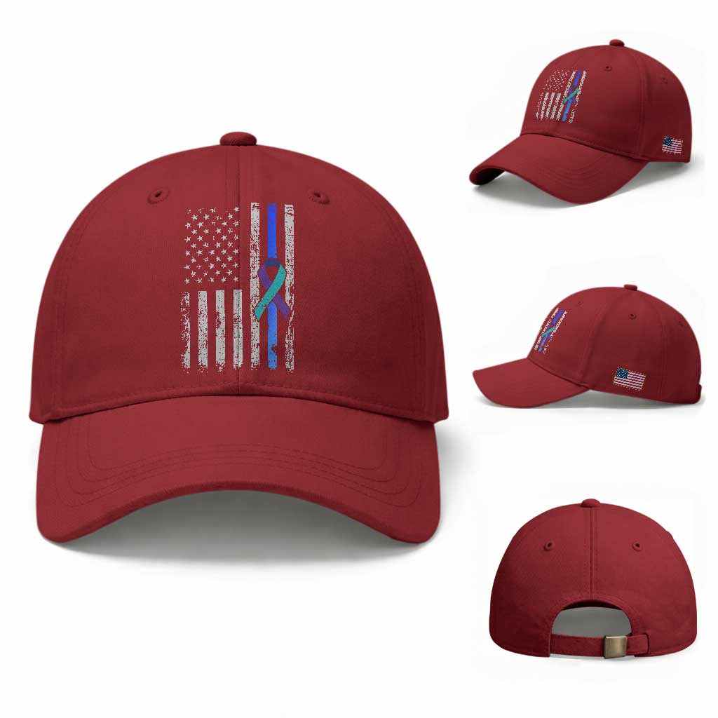Police Suicide Prevention Awareness American Flag Ribbon Support Baseball Cap TS11 Baseball Cap Universal Fit Cherry Red Print Your Wear