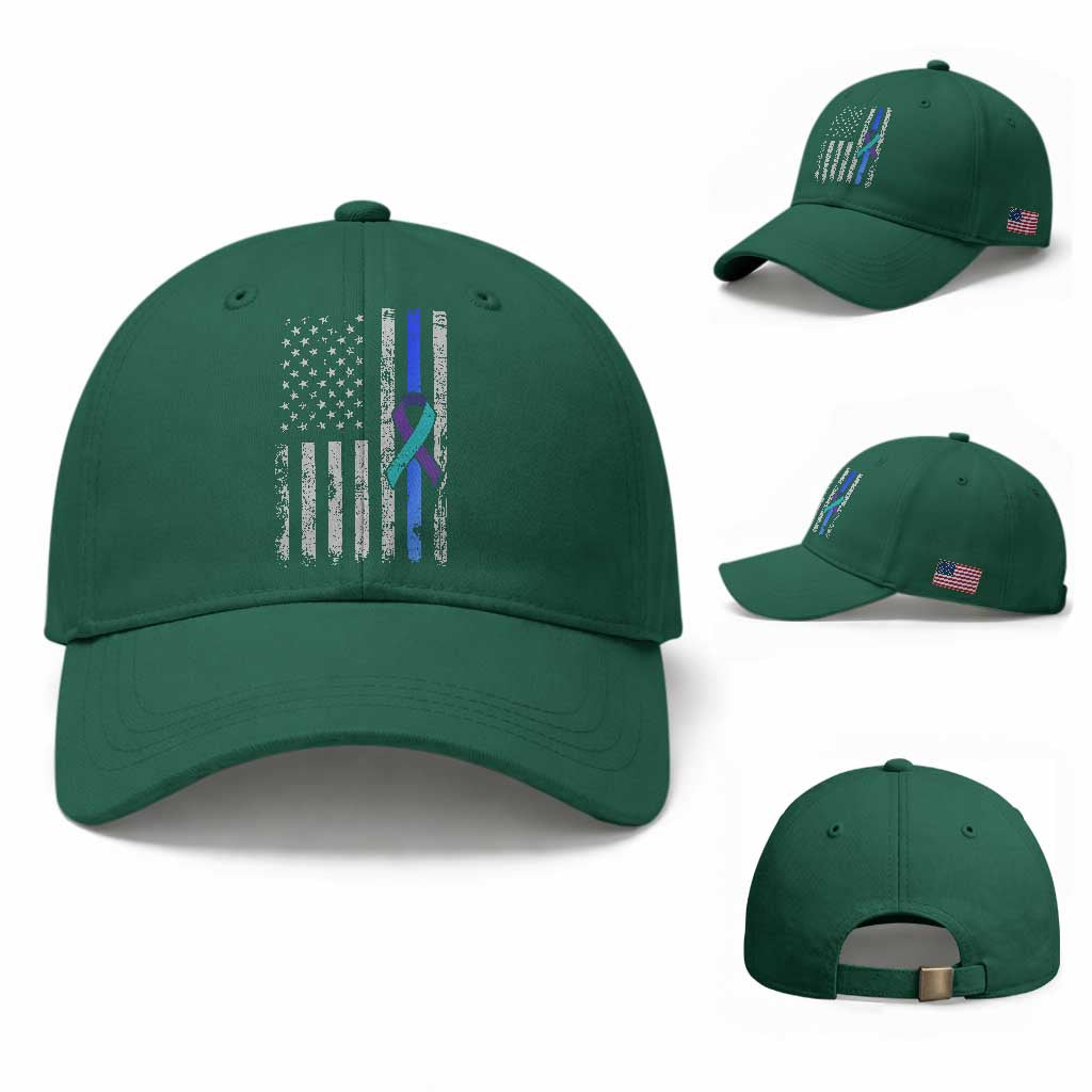 Police Suicide Prevention Awareness American Flag Ribbon Support Baseball Cap TS11 Baseball Cap Universal Fit Irish Green Print Your Wear
