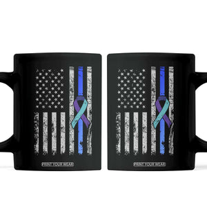 Police Suicide Prevention Awareness American Flag Ribbon Support Coffee Mug TS11 Black Print Your Wear