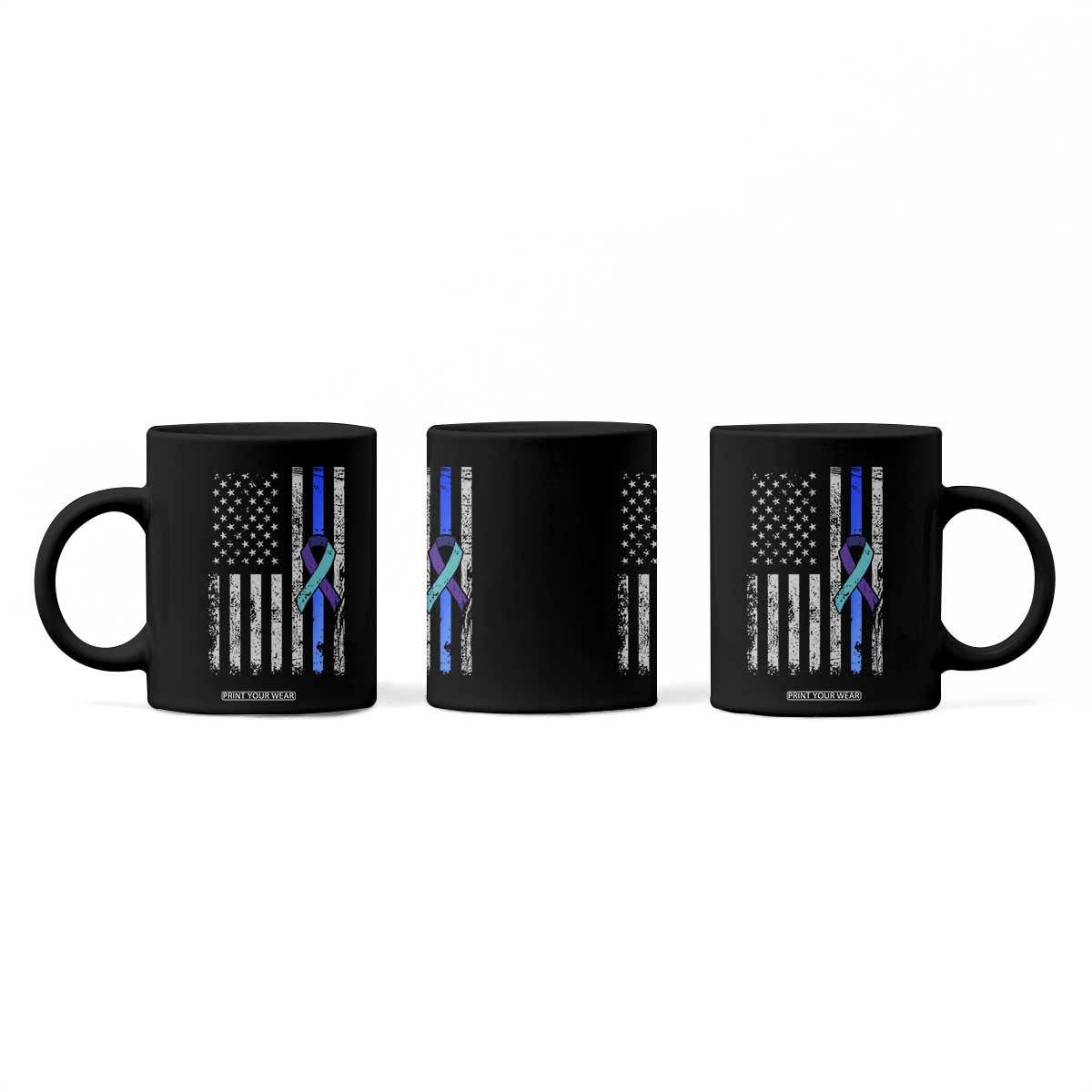 Police Suicide Prevention Awareness American Flag Ribbon Support Coffee Mug TS11 Print Your Wear