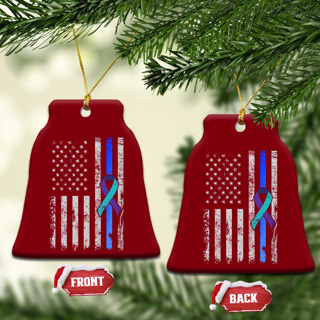 Police Suicide Prevention Awareness American Flag Ribbon Support Ceramic Ornament TS11 Print Your Wear