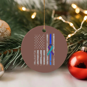 Police Suicide Prevention Awareness American Flag Ribbon Support Ceramic Ornament TS11 1pc Mocha Print Your Wear