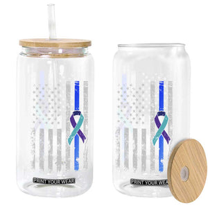 Police Suicide Prevention Awareness American Flag Ribbon Support Glass Can TS11 Print Your Wear
