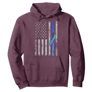 Police Suicide Prevention Awareness American Flag Ribbon Support Hoodie TS11 Maroon Print Your Wear