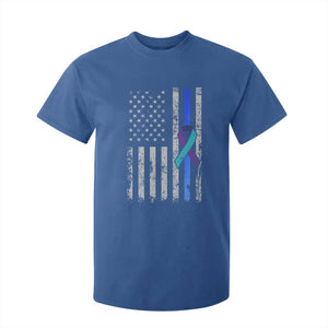 Police Suicide Prevention Awareness American Flag Ribbon Support T Shirt For Kid TS11 Royal Blue Print Your Wear
