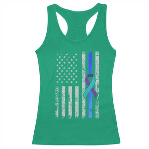 Police Suicide Prevention Awareness American Flag Ribbon Support Racerback Tank Top TS11 Irish Green Print Your Wear
