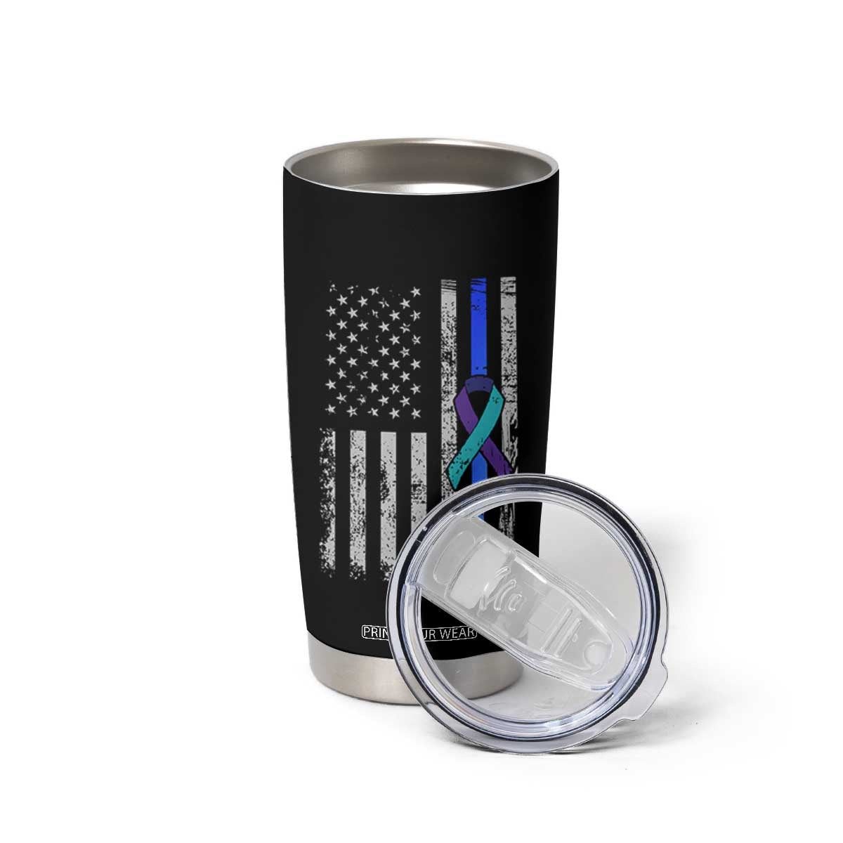 Police Suicide Prevention Awareness American Flag Ribbon Support Tumbler Cup TS11 Print Your Wear
