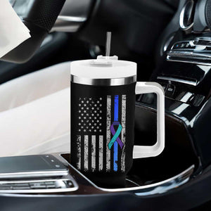 Police Suicide Prevention Awareness American Flag Ribbon Support Tumbler With Handle TS11 Print Your Wear