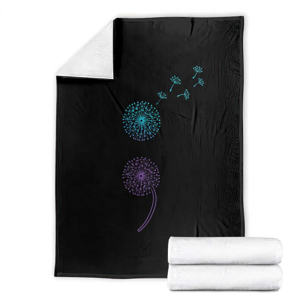 Semicolon Suicide Prevention Awareness Dandelion Graphic Throw Blanket TS11 Black Print Your Wear