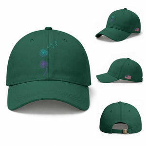 Semicolon Suicide Prevention Awareness Dandelion Graphic Baseball Cap TS11 Baseball Cap Universal Fit Irish Green Print Your Wear