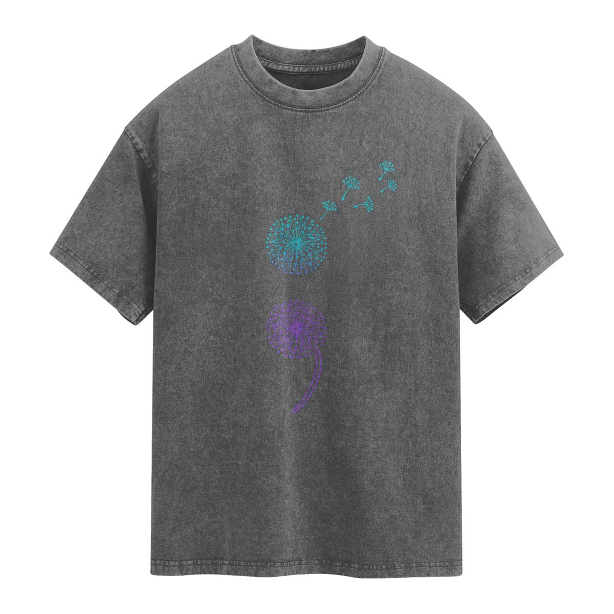 Semicolon Suicide Prevention Awareness Dandelion Graphic Washed Cotton T-Shirt