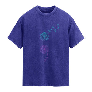 Semicolon Suicide Prevention Awareness Dandelion Graphic Washed Cotton T-Shirt