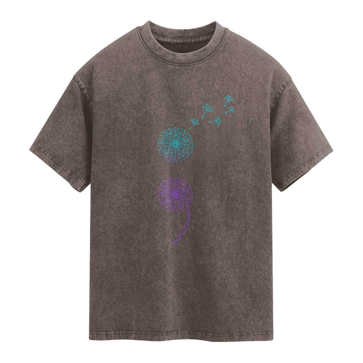 Semicolon Suicide Prevention Awareness Dandelion Graphic Washed Cotton T-Shirt