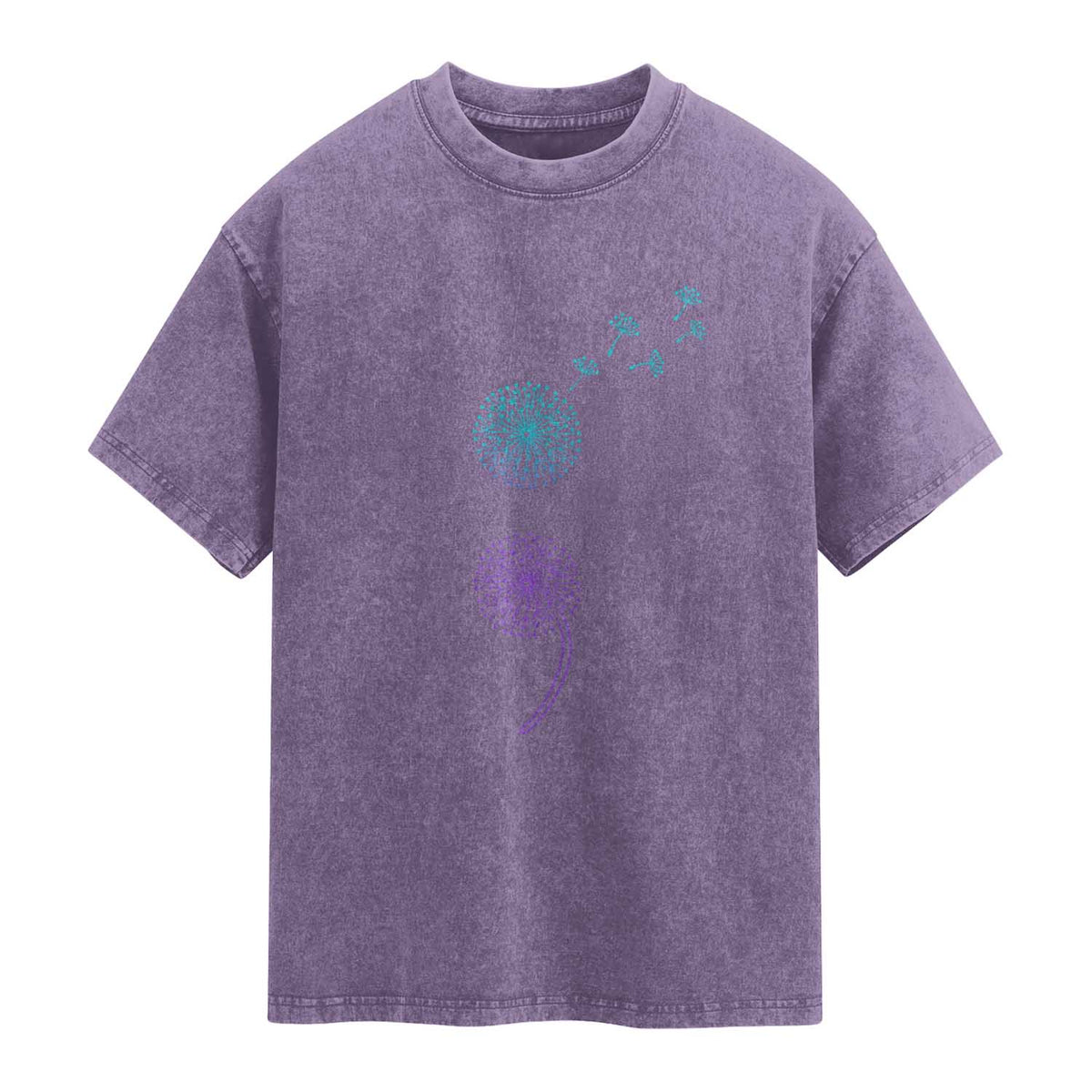 Semicolon Suicide Prevention Awareness Dandelion Graphic Washed Cotton T-Shirt