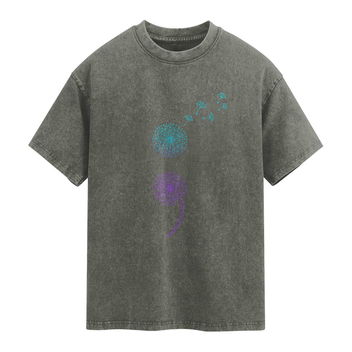 Semicolon Suicide Prevention Awareness Dandelion Graphic Washed Cotton T-Shirt