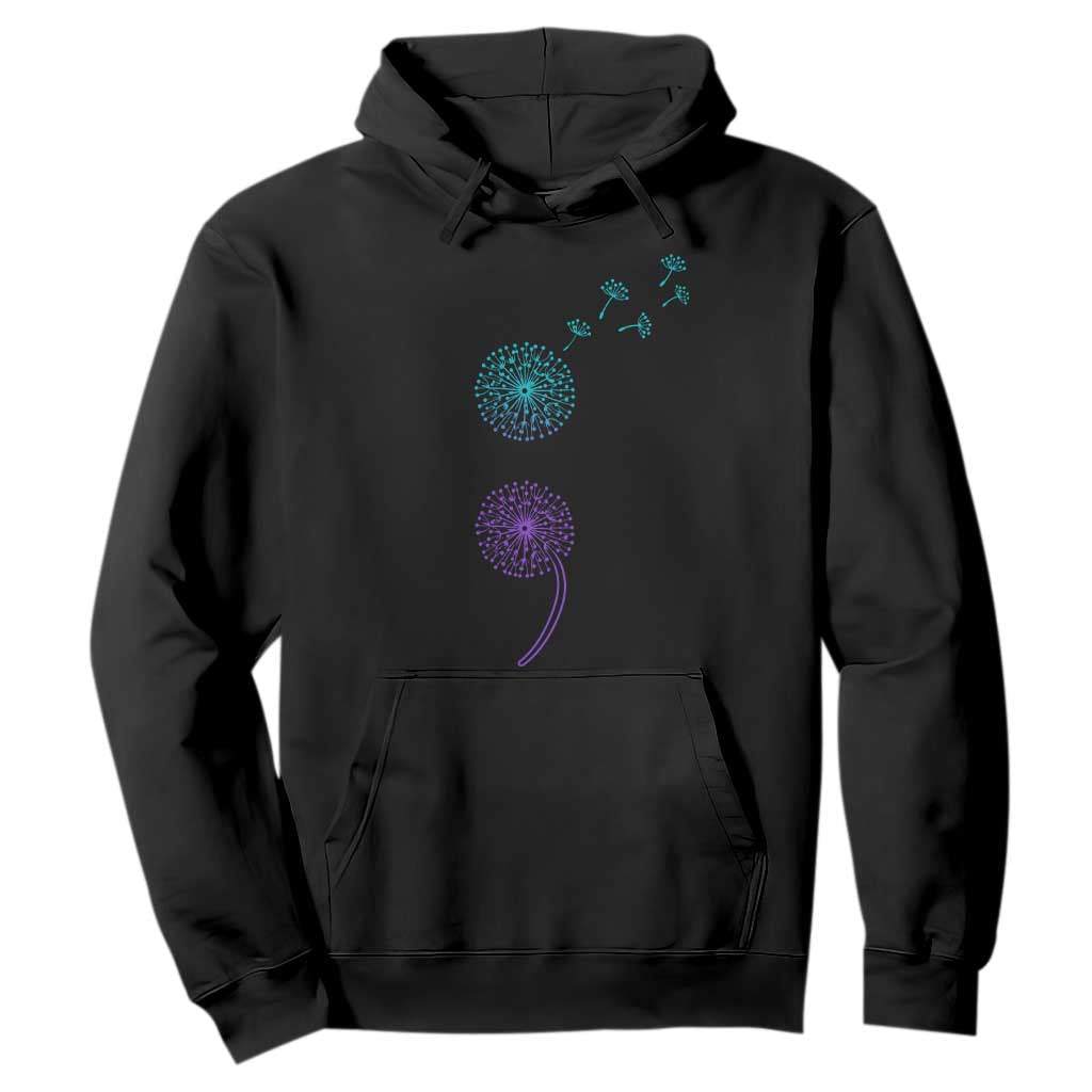 Semicolon Suicide Prevention Awareness Dandelion Graphic Hoodie TS11 Black Print Your Wear