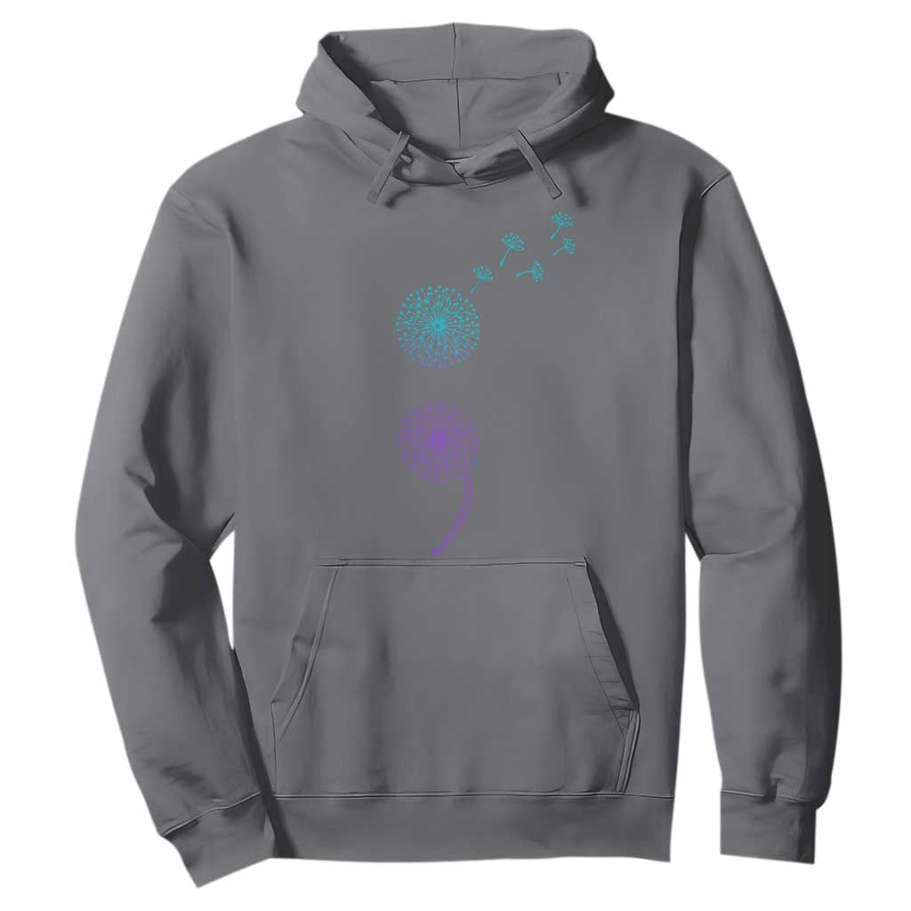 Semicolon Suicide Prevention Awareness Dandelion Graphic Hoodie TS11 Charcoal Print Your Wear