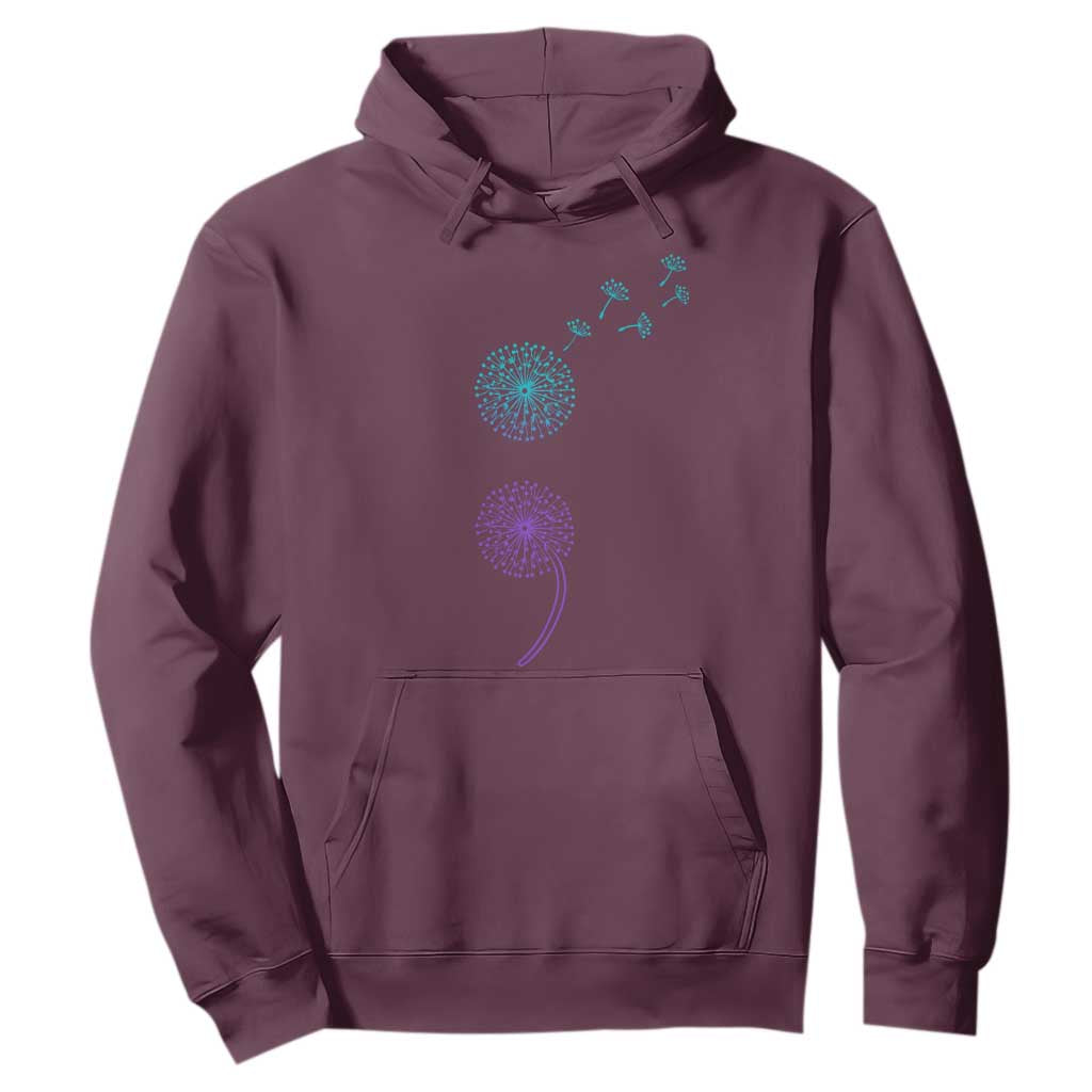 Semicolon Suicide Prevention Awareness Dandelion Graphic Hoodie TS11 Maroon Print Your Wear