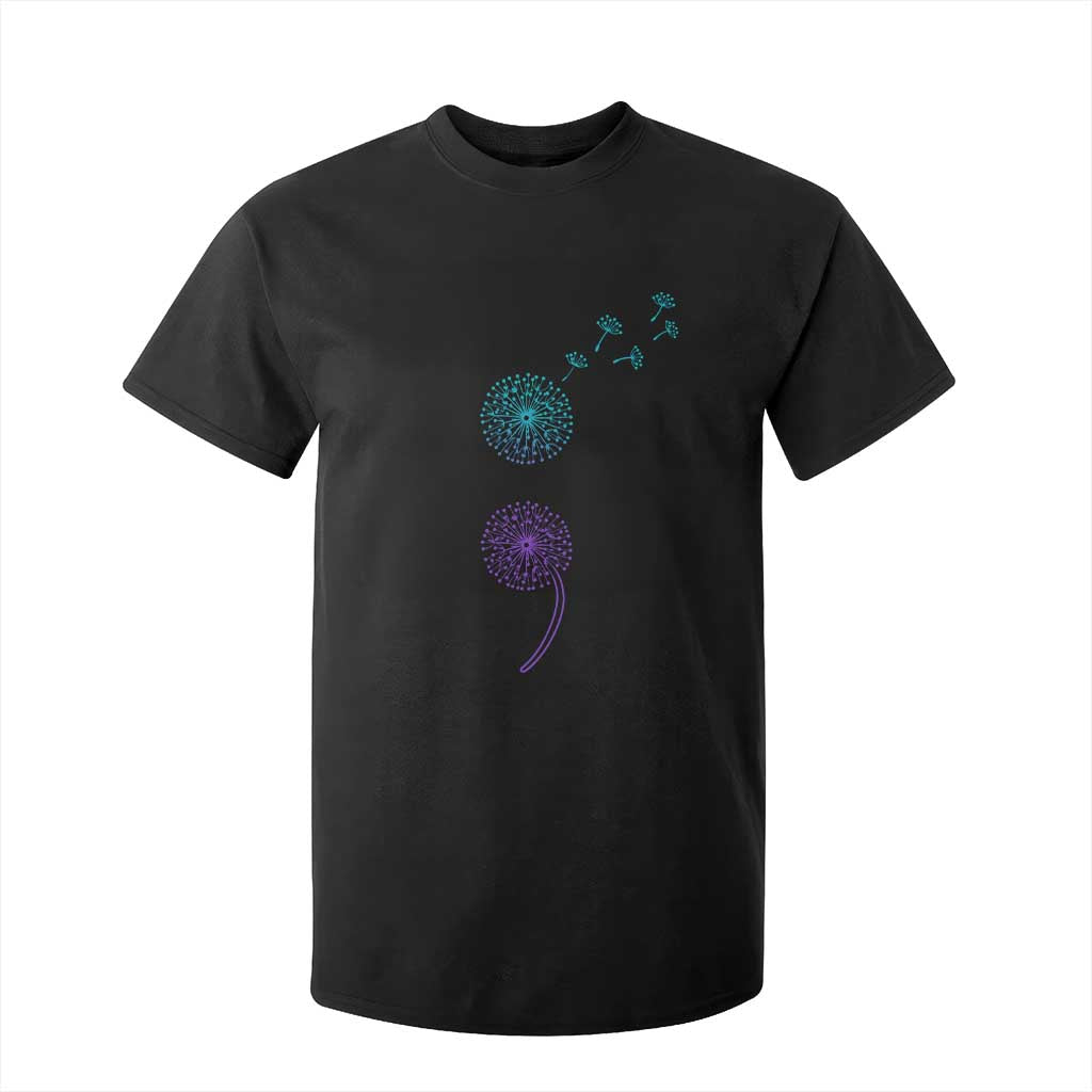 Semicolon Suicide Prevention Awareness Dandelion Graphic T Shirt For Kid TS11 Black Print Your Wear