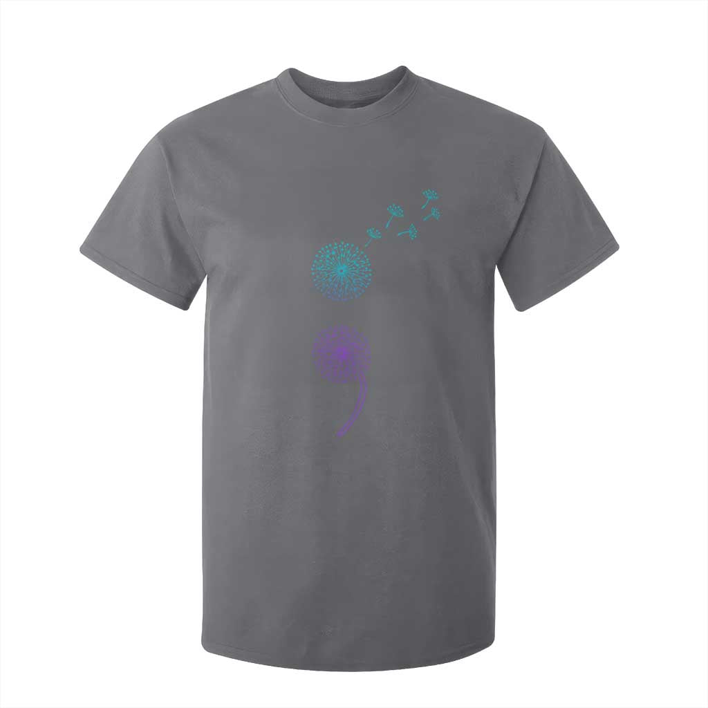 Semicolon Suicide Prevention Awareness Dandelion Graphic T Shirt For Kid TS11 Charcoal Print Your Wear