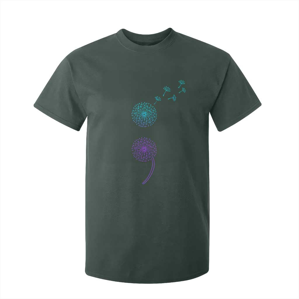 Semicolon Suicide Prevention Awareness Dandelion Graphic T Shirt For Kid TS11 Dark Forest Green Print Your Wear