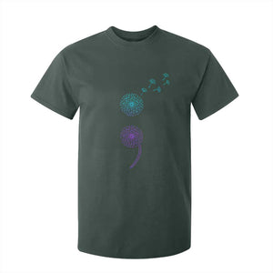 Semicolon Suicide Prevention Awareness Dandelion Graphic T Shirt For Kid TS11 Dark Forest Green Print Your Wear