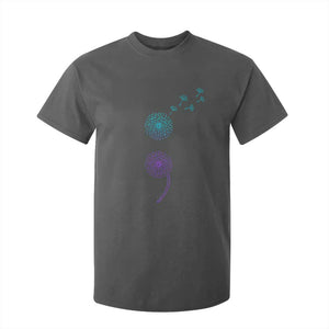 Semicolon Suicide Prevention Awareness Dandelion Graphic T Shirt For Kid TS11 Dark Heather Print Your Wear