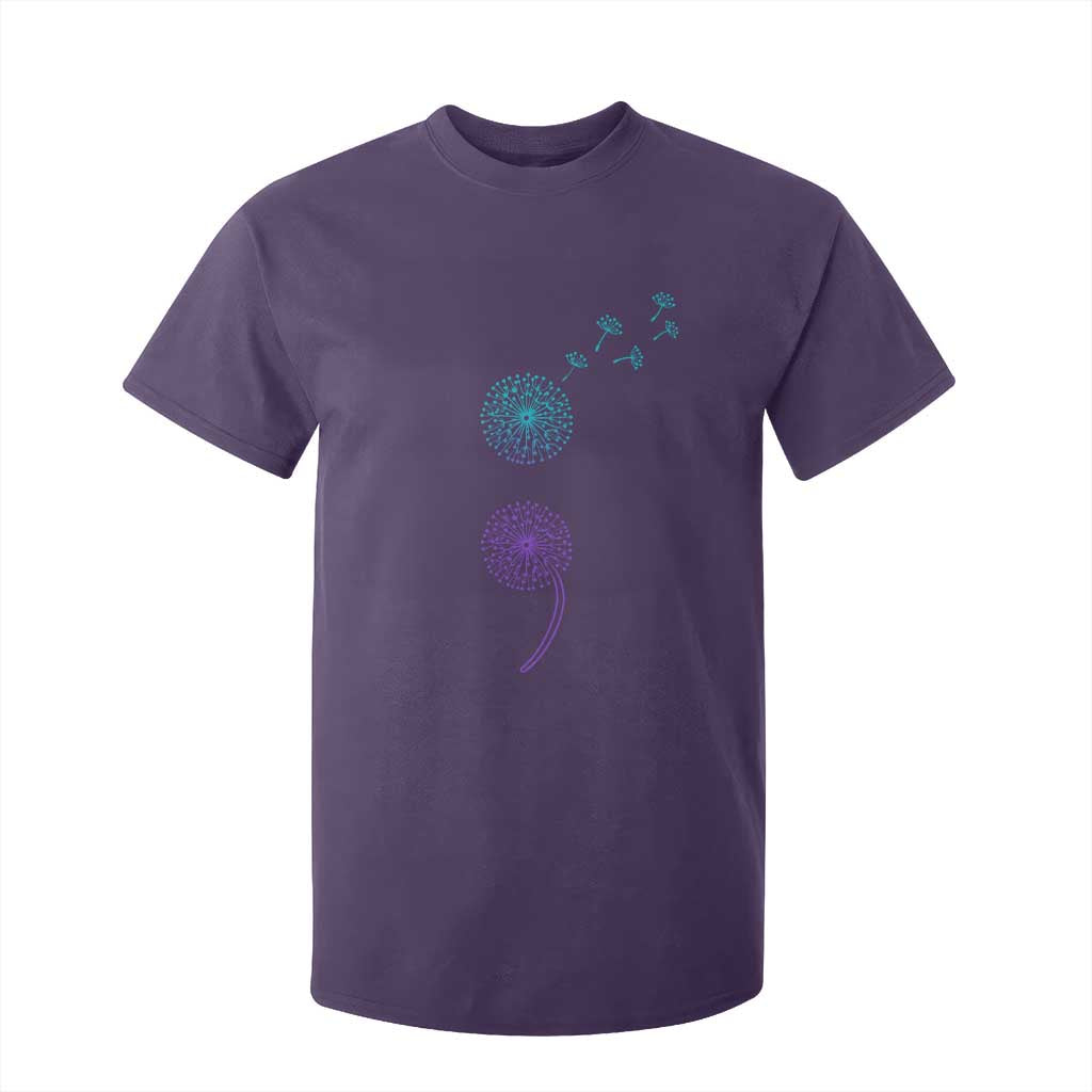 Semicolon Suicide Prevention Awareness Dandelion Graphic T Shirt For Kid TS11 Purple Print Your Wear