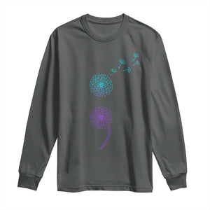 Semicolon Suicide Prevention Awareness Dandelion Graphic Long Sleeve Shirt TS11 Dark Heather Print Your Wear
