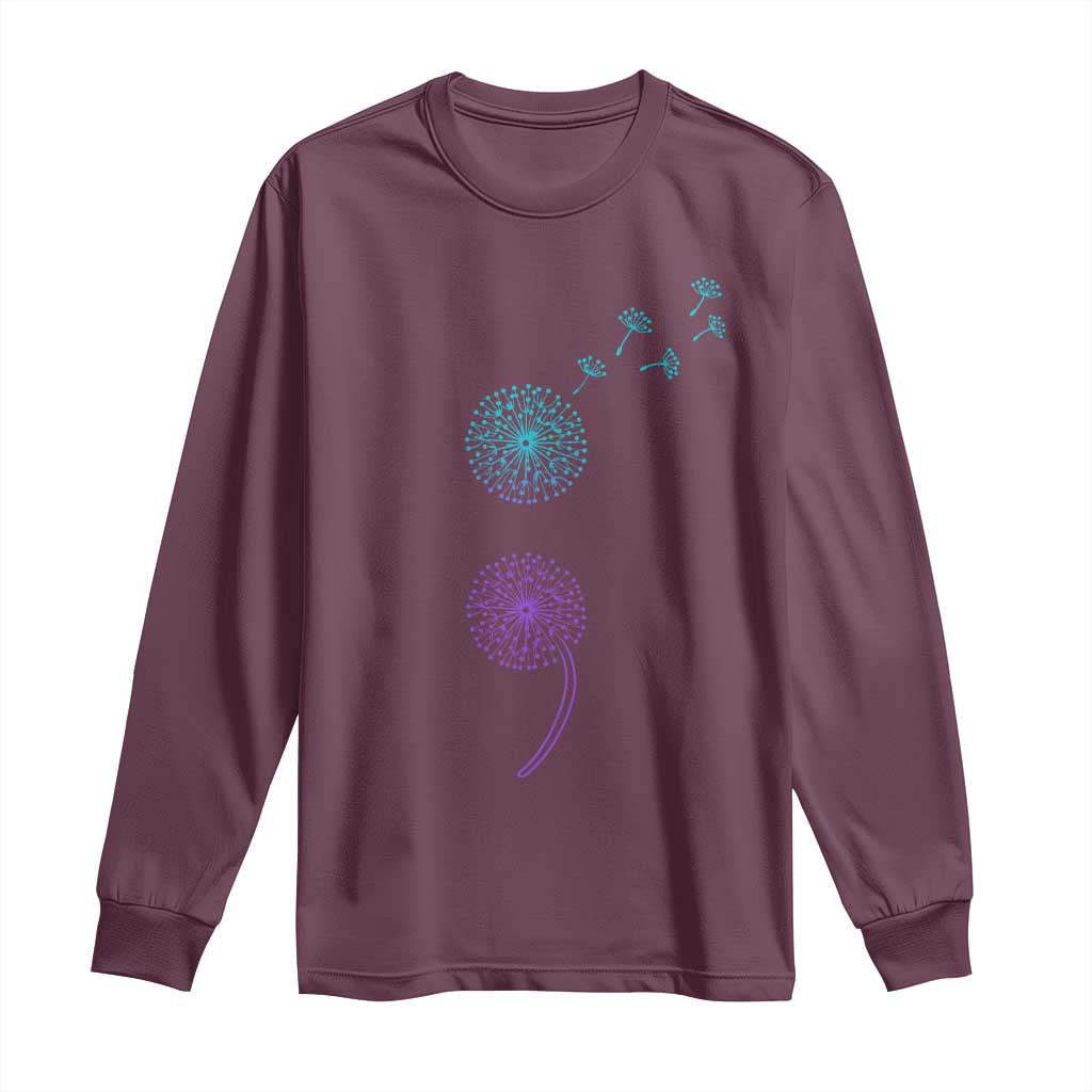 Semicolon Suicide Prevention Awareness Dandelion Graphic Long Sleeve Shirt TS11 Maroon Print Your Wear