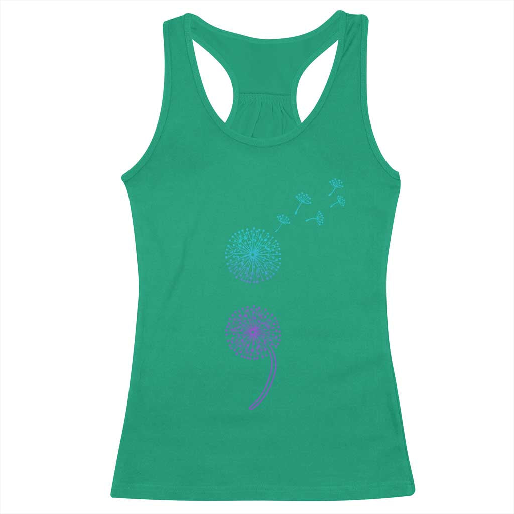 Semicolon Suicide Prevention Awareness Dandelion Graphic Racerback Tank Top TS11 Irish Green Print Your Wear