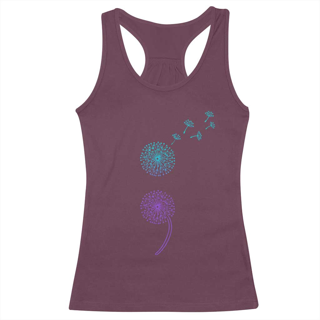 Semicolon Suicide Prevention Awareness Dandelion Graphic Racerback Tank Top TS11 Maroon Print Your Wear